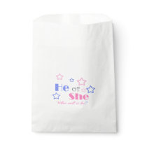 Gender reveal baby shower he or she baby shower favor bag