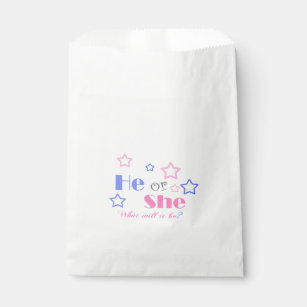 Gender reveal baby shower he or she baby shower favor bag
