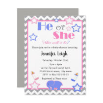 Gender reveal baby shower he or she baby shower invitation