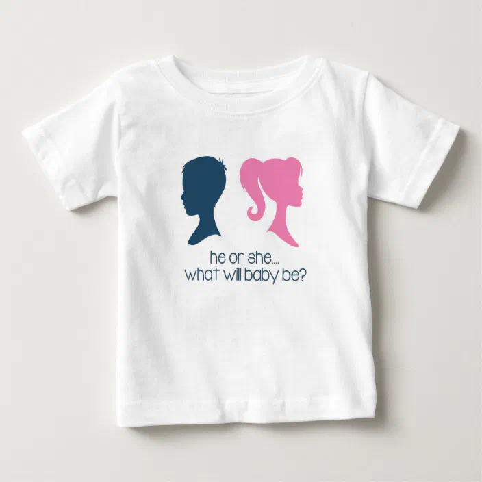 Gender Reveal Baby Shower He Or She T Shirt Zazzle Com