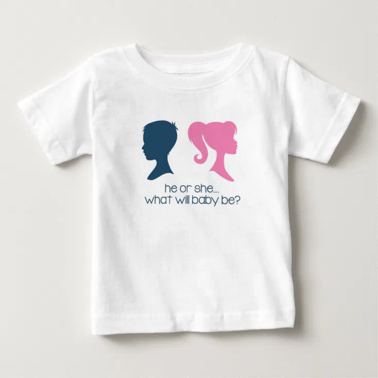 Gender Reveal Baby Shower He Or She T Shirt Zazzle