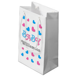 Gender Reveal Baby Shower Hearts Collection A22 Small Gift Bag