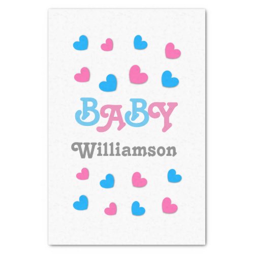 Gender Reveal Baby Shower Hearts Collection A23 Tissue Paper