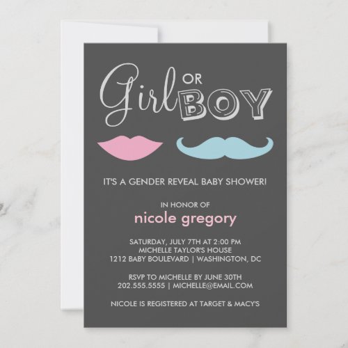 Gender Reveal Baby Shower Custom Announcements
