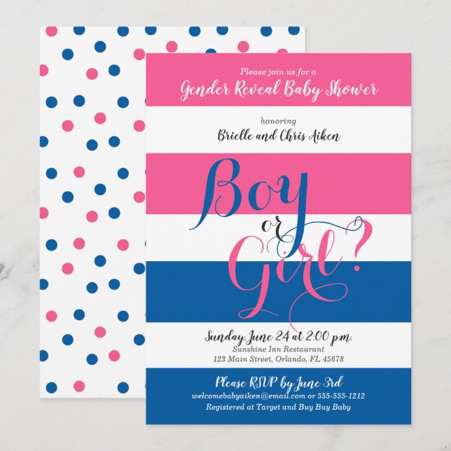 Gender Reveal Baby Shower invitation (Front/Back)