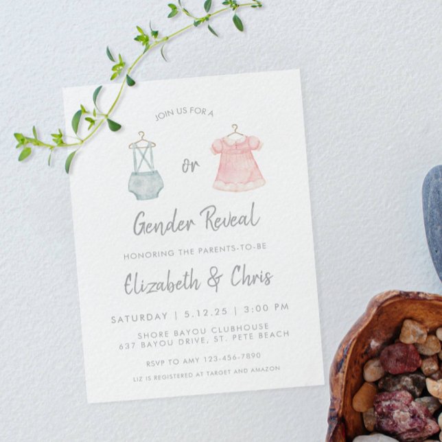 Gender Reveal Baby Shower Invitation Pink Blue (Creator Uploaded)