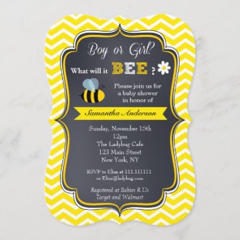 Gender Reveal Baby Shower Invitations by SugarPlumPaperie at Zazzle