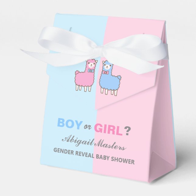 Gender Reveal Baby Shower Llama Custom Favor Box (Front Side)