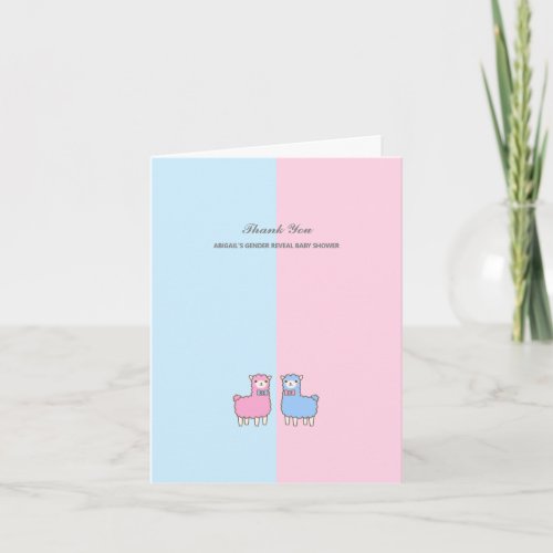 Gender Reveal Baby Shower Llama Thank You Card
