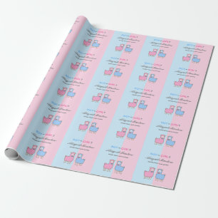 Gender Reveal Baby Shower Llama Wrapping Paper