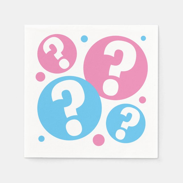 Gender reveal baby shower party pink and blue napkins (Front)