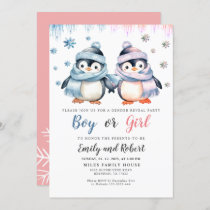 Gender Reveal Baby Shower Penguin Invitation