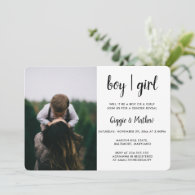 Gender Reveal | Baby Shower Photo Minimal Chevron Invitation