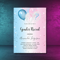 Gender reveal baby shower pink blue boy girl  invitation