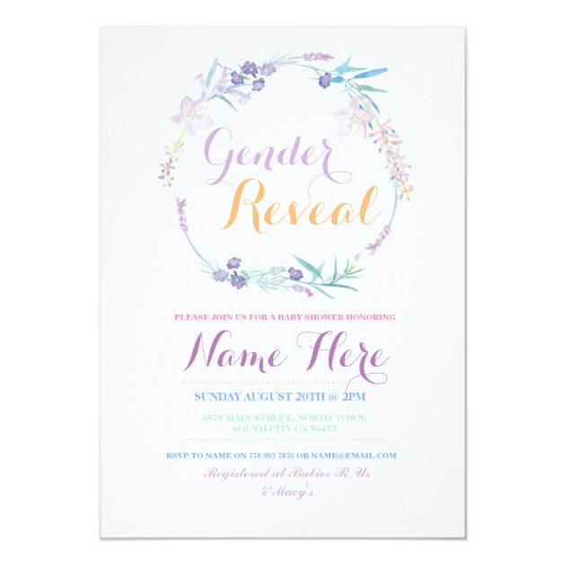 Gender Reveal Baby Shower Pink Floral Party Invite