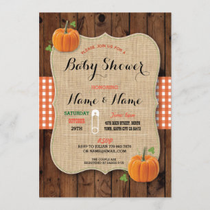 Gender Reveal Baby Shower Red Check Pumpkin Invite