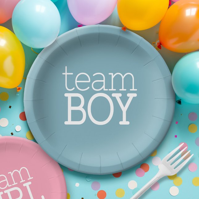 Gender Reveal Baby Shower - Team Blue Boy Paper Plates (Personalized Party Plates)