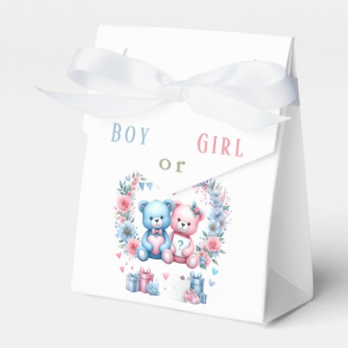 Gender reveal baby shower Teddy Bear blue pink 3 _ Favor Boxes