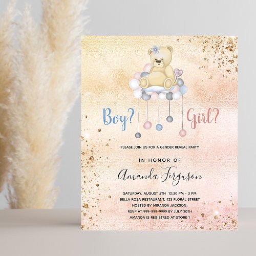 Gender reveal baby shower teddy bear boy girl 