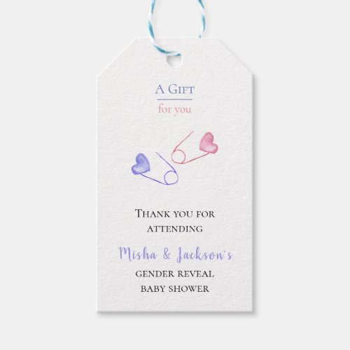 Gender Reveal Baby Shower Thank You Favor Gift Tags