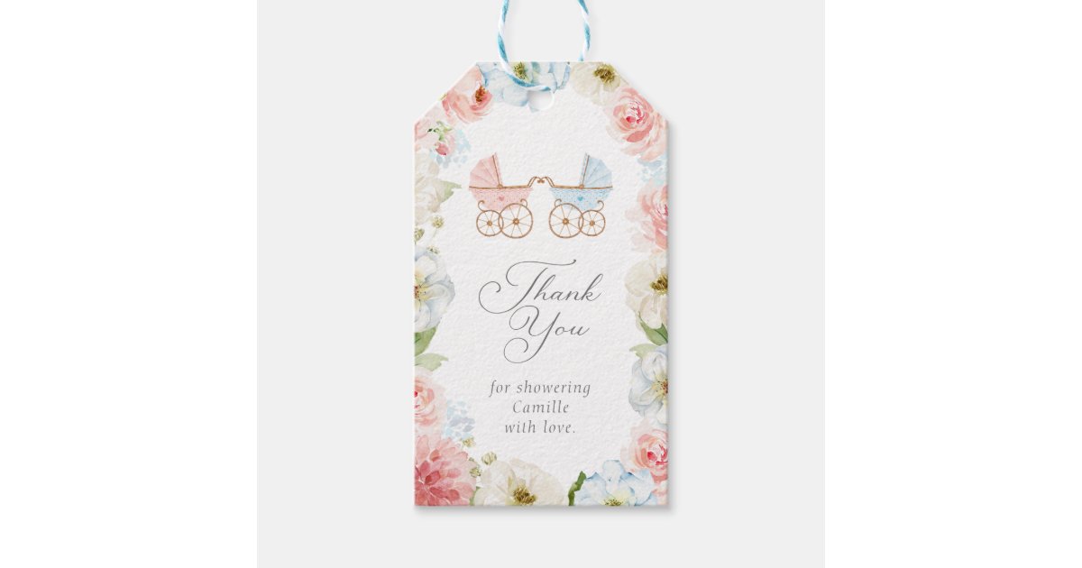 Gender Reveal Baby Shower Thank You Gift Tags | Zazzle