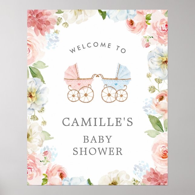 Gender Reveal Baby Shower Welcome Poster (Front)