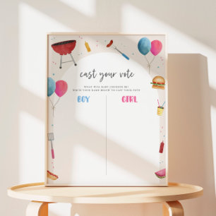 Gender Reveal BabyQ Voting Board Poster Sign