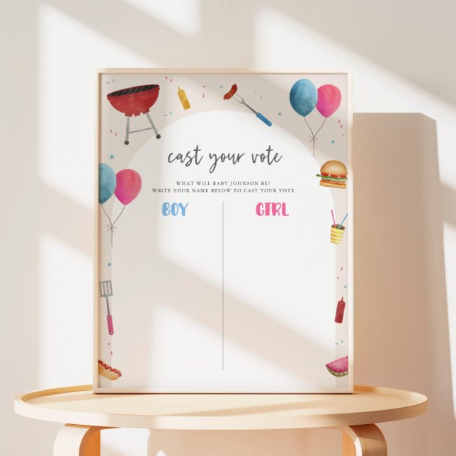 Gender Reveal BabyQ Voting Board Poster Sign (Gender Reveal Voting Board)