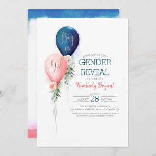 Gender Reveal Balloons Baby Shower invitation