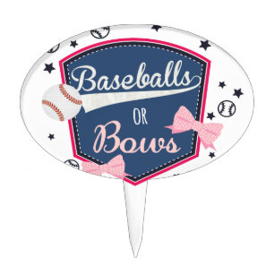Gender reveal Baseball or bow Cake Topper