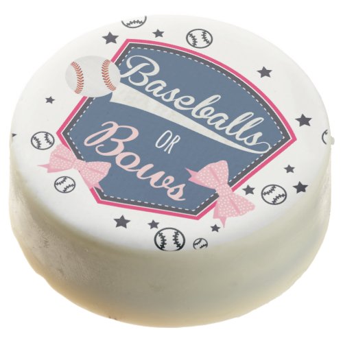 Gender reveal Baseball or bow Chocolate Dipped Oreo