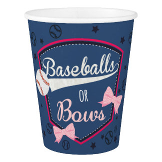 Gender reveal Baseball or bow Paper Cup