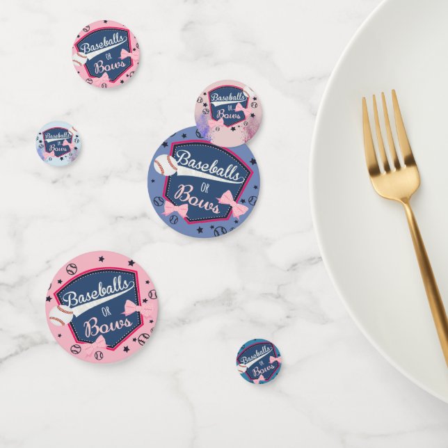 Gender Reveal Baseball or Bows Confetti (Group)