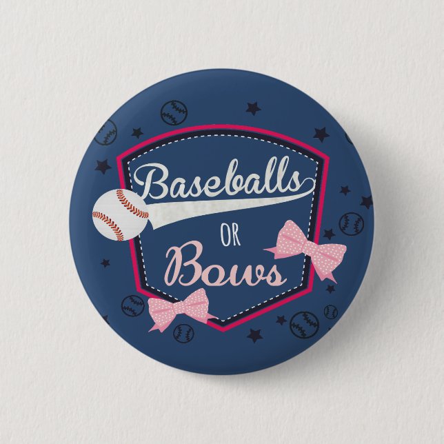 Gender reveal - Baseballs or Bows Pinback Button (Front)