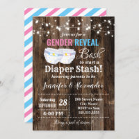 Gender Reveal Bash to start a Diaper Stash Invitation