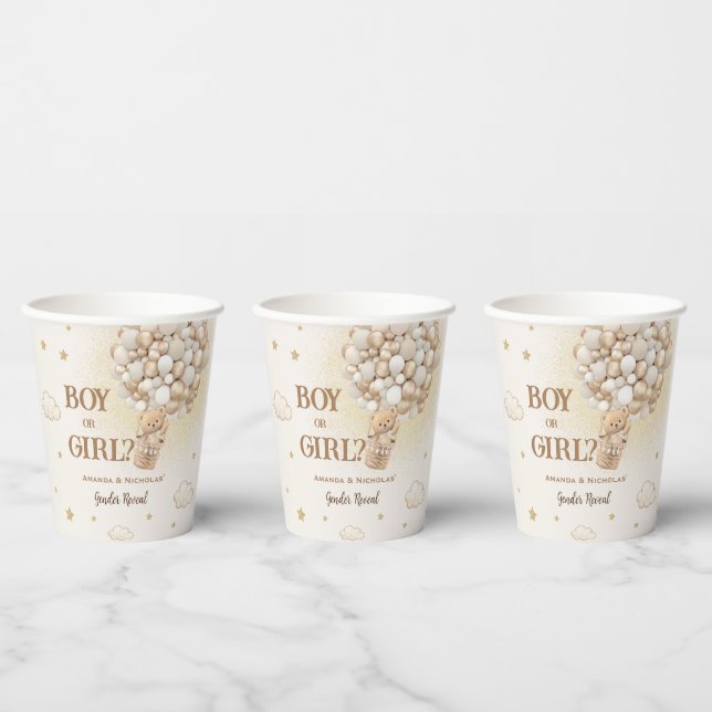 Gender Reveal Bear Boho  Paper Cups (Multi)
