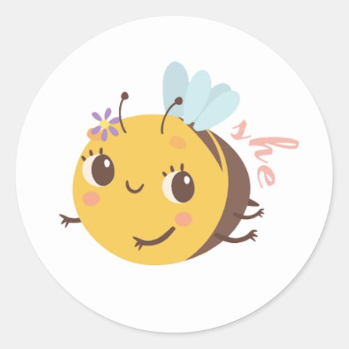 Gender Reveal Bee Vote Girl Round Sticker