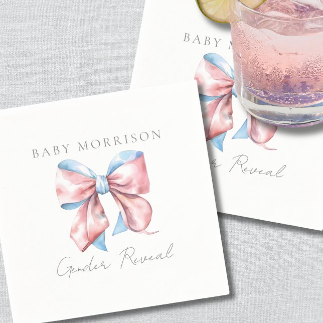 Gender Reveal Blue And Pink Bow Napkins (Gender Reveal Blue And Pink Bow Napkins)