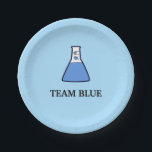 Gender Reveal Blue Gender Reveal Science Beaker Paper Plates<br><div class="desc">Gender Reveal Science Beaker with Hearts Baby Shower Plates

Great for gender reveal party.

Team Blue

Nerdy and fun!
Blue Version</div>