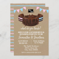 Gender Reveal Blue or Pink Cake Baby Shower Invitation