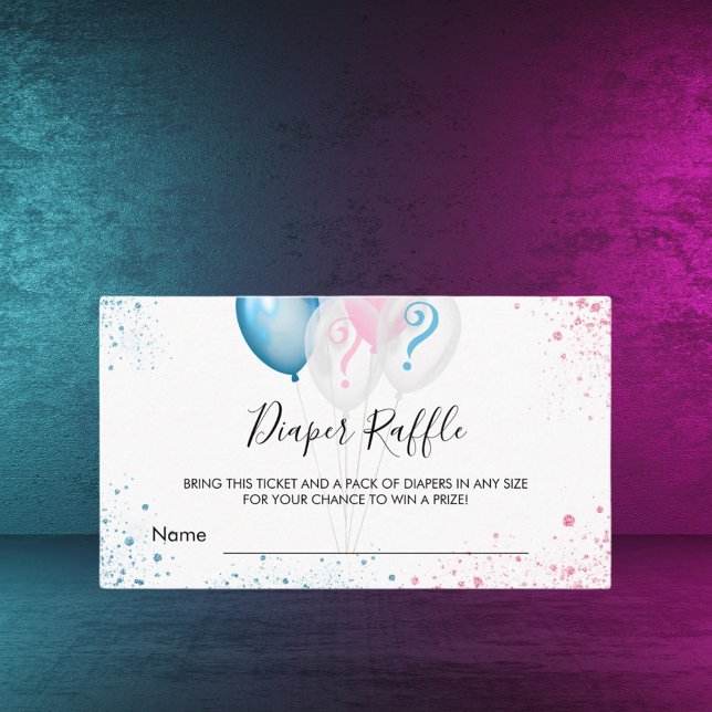 Gender reveal blue pink party diaper raffle ticket enclosure card (Creator Uploaded)