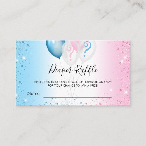 Gender reveal blue pink party diaper raffle ticket enclosure card