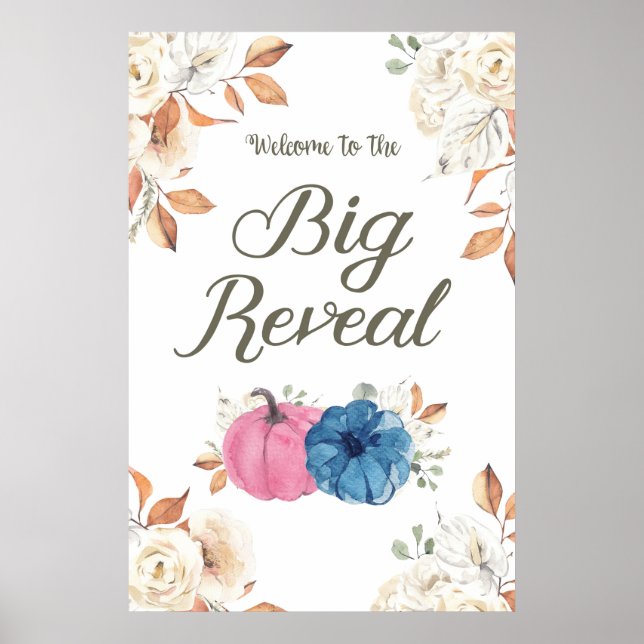 Gender Reveal Blush Pink and Navy Welcome Sign (Front)