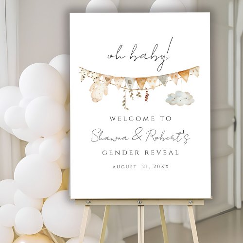 Gender Reveal Boho Baby Shower Welcome Sign