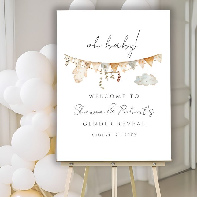 Gender Reveal Boho Baby Shower Welcome Sign (Creator Uploaded)