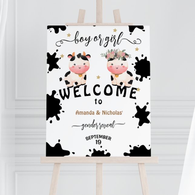 Gender Reveal Boho Holy Cow Welcome Foam Board (Creator Uploaded)