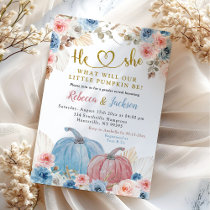 Gender Reveal Boho Pink Blue Pumpkin Floral Invitation