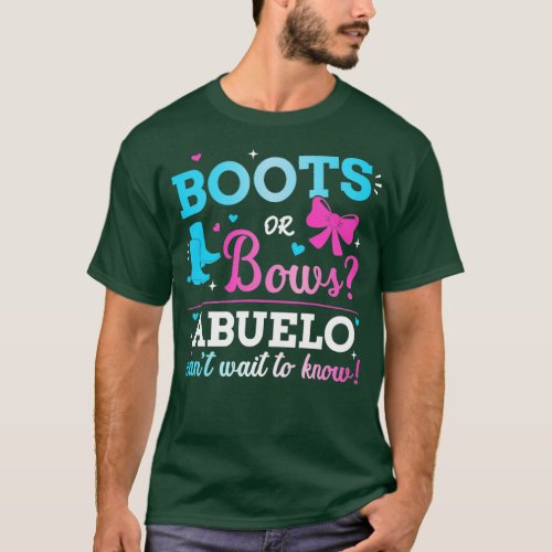 Gender reveal boots or bows abuelo matching baby p T_Shirt