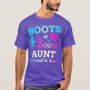 Gender reveal boots or bows aunt matching baby par T-Shirt