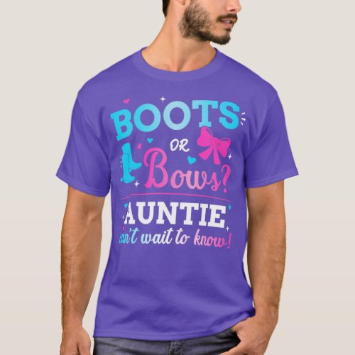 Gender reveal boots or bows auntie matching baby p T_Shirt